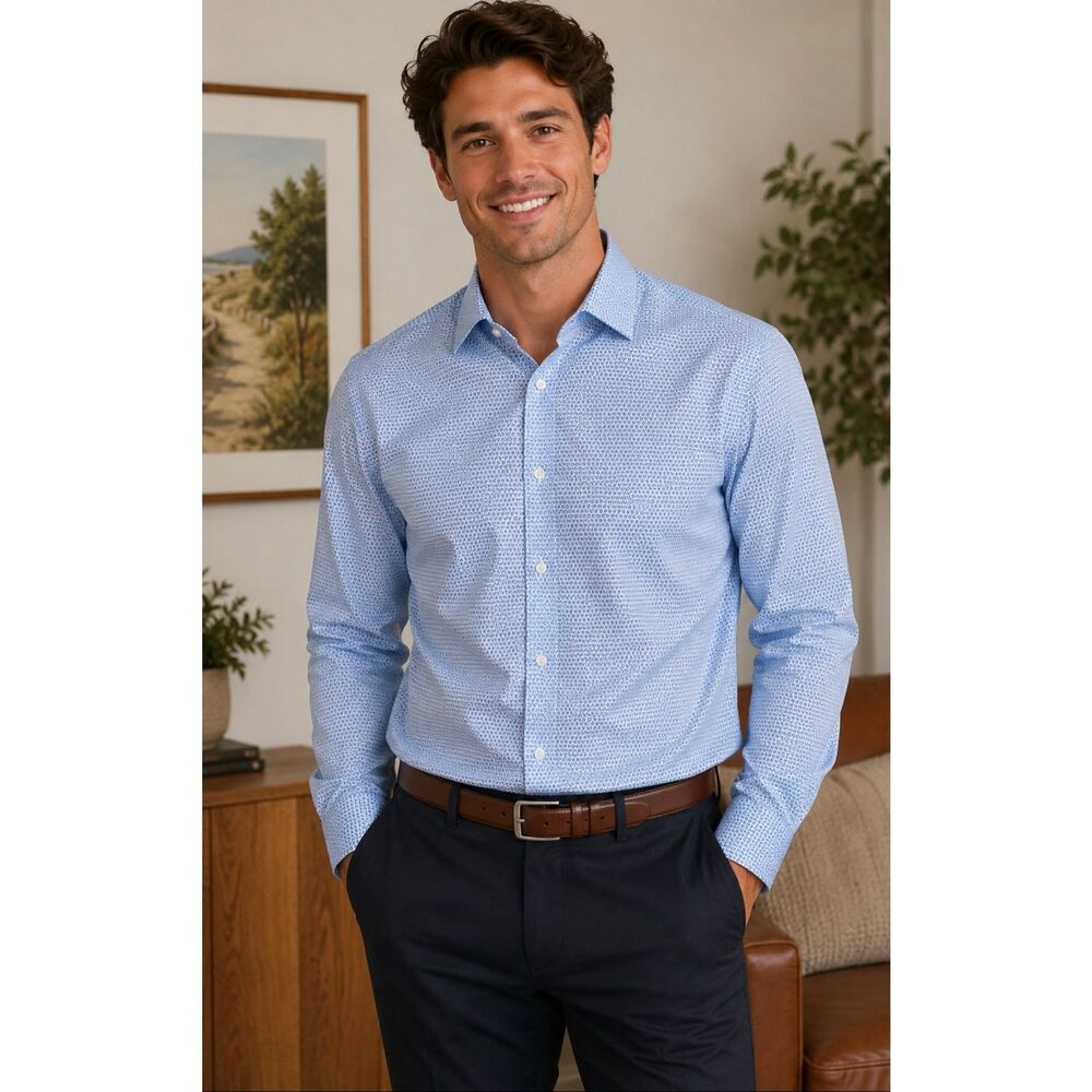 Bonobos Dress Shirt Mens Large Blue Tailored Slim Fit Long Sleeve